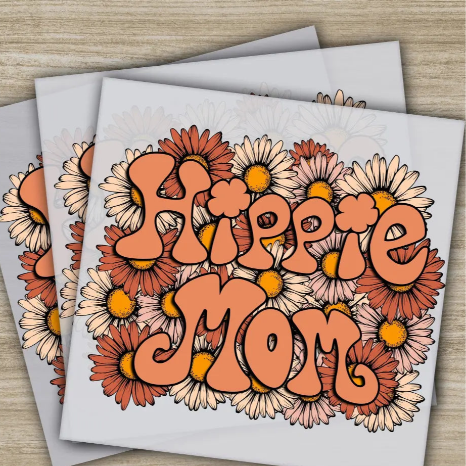 Hippie Mom Ready to Press Personalized DTF Transfers Heat Press DTF Transfer