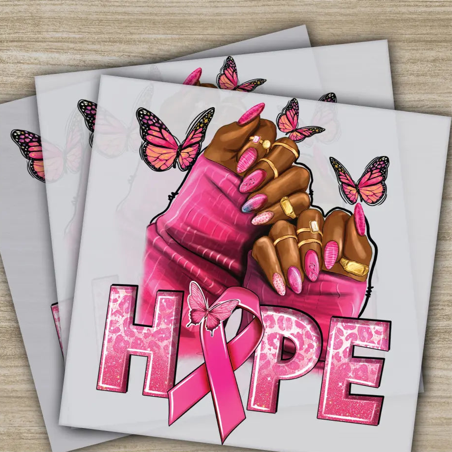 Hope Pink Out Awareness Bow Cancer In October Ready to Press Personalized DTF Transfers Heat Press DTF Transfers