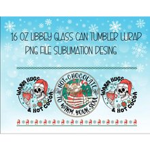 Load image into Gallery viewer, Hot Chocolate Christmas UV DTF Wrap For Glass Cup 16oz Glass Can Wrap Cute Stickers For Cups Libbey 16 oz Wrap
