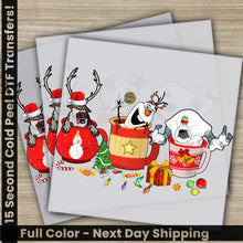 Load image into Gallery viewer, Hot Cocoa Deer Christmas DTF Transfers Ready to Press Personalized Gifts Direct to Film Sublimation Screen Prints Fast

