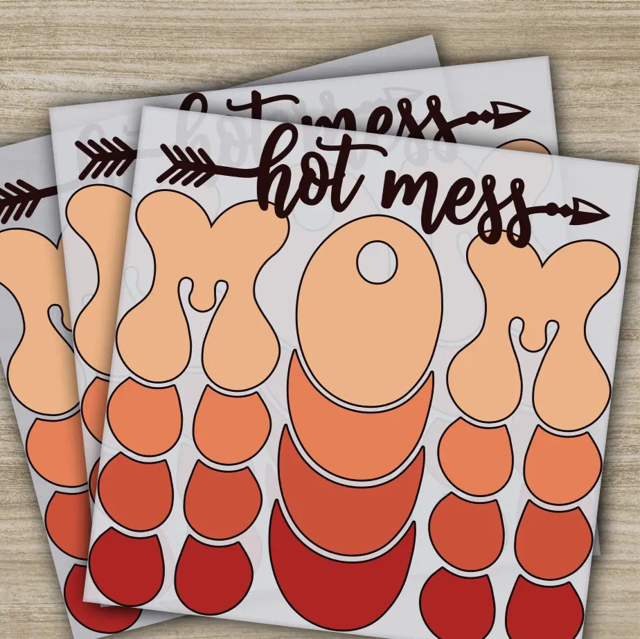 Hot Mess Mom Retro Mother’s Day Transfers Ready to Press Personalized DTF Transfers Mother’s Day Gifts Heat Press DTF