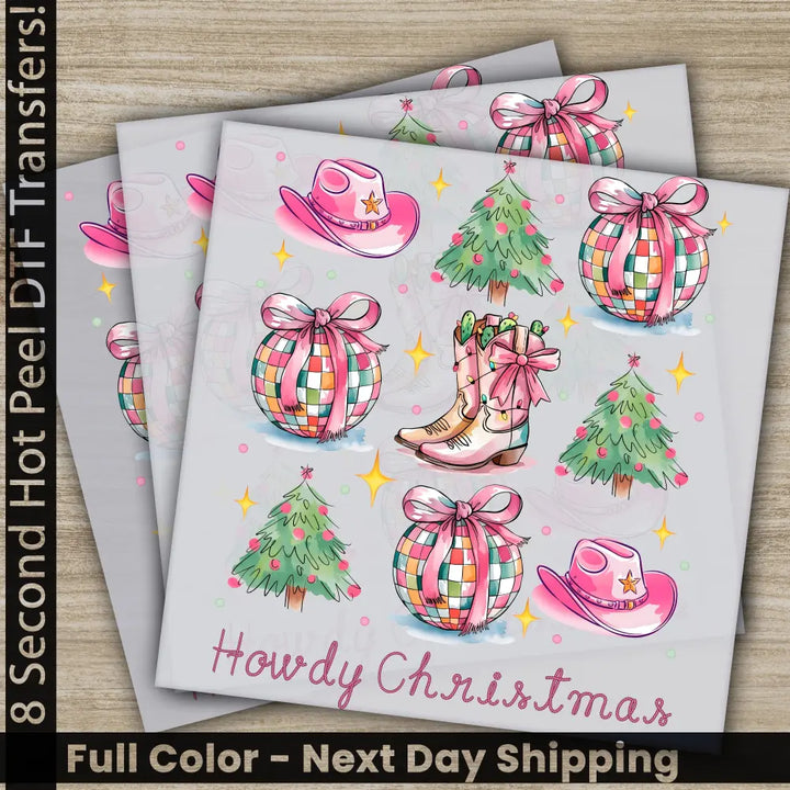 Howdy Christmas DTF Transfers Ready to Press Personalized Gifts Direct to Film Sublimation Screen Prints Fast Shipping