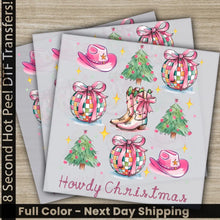 Load image into Gallery viewer, Howdy Christmas DTF Transfers Ready to Press Personalized Gifts Direct to Film Sublimation Screen Prints Fast Shipping
