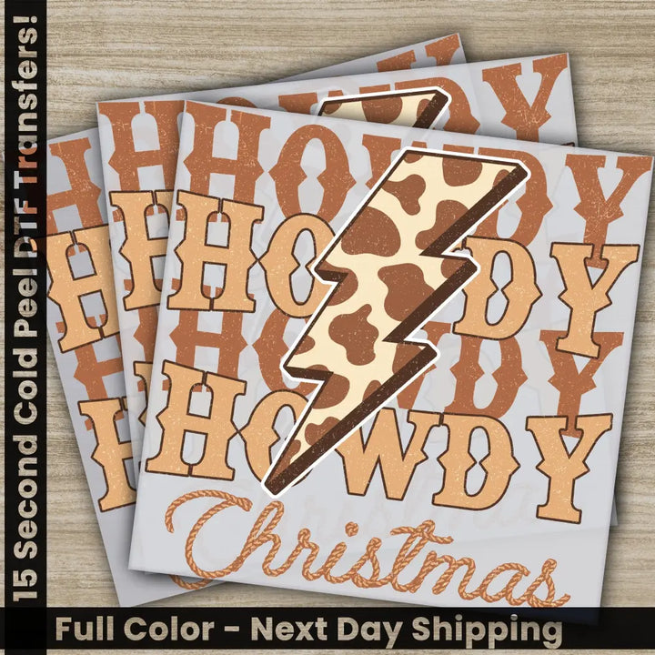 Howdy Christmas PNG Christmas DTF Transfers Fast Shipping High Quality Ready to Press Holiday Gifts Western Christmas