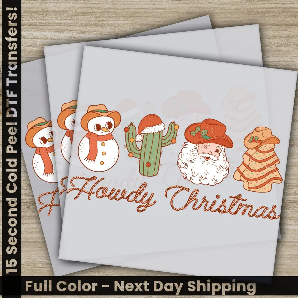 Howdy Christmas Ready to Press Christmas DTF Transfer Personalized Gifts for Sublimation Screen Printing Fast Shipping