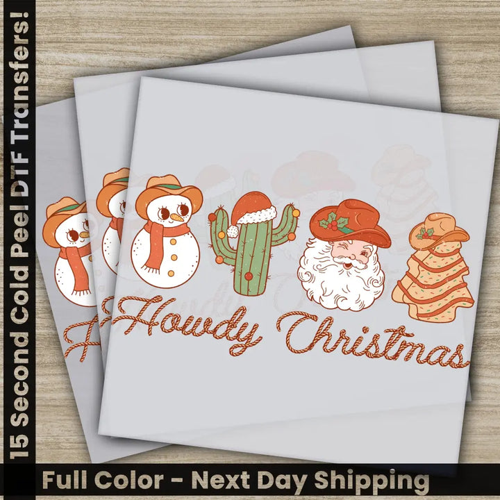 Howdy Christmas Ready to Press Christmas DTF Transfer Personalized Gifts for Sublimation Screen Printing Fast Shipping