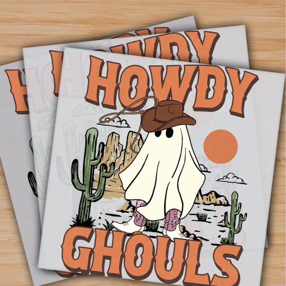 Howdy Ghouls Cute Ghost Ready to Press Personalized Gifts Sublimation DTF Prints Trendy DTF Prints Ready for Press High