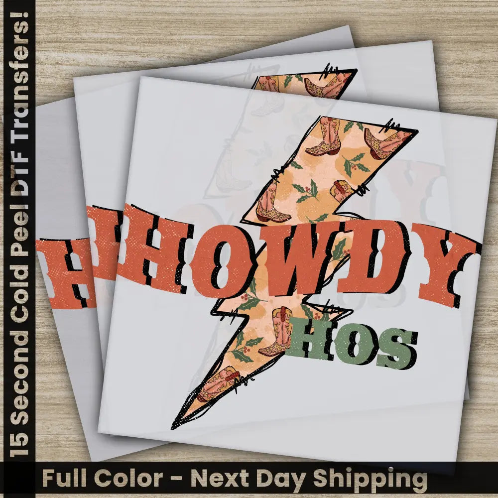 Howdy Hos Christmas DTF Transfers Personalized Gifts Ready to Press High Quality Print for Shirts Fast Shipping Howdy