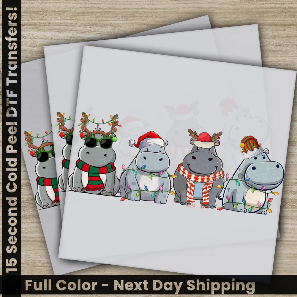 Hypopatamus Christmas DTF Transfers Ready to Press Personalized Gifts Direct to Film Sublimation Screen Prints Fast