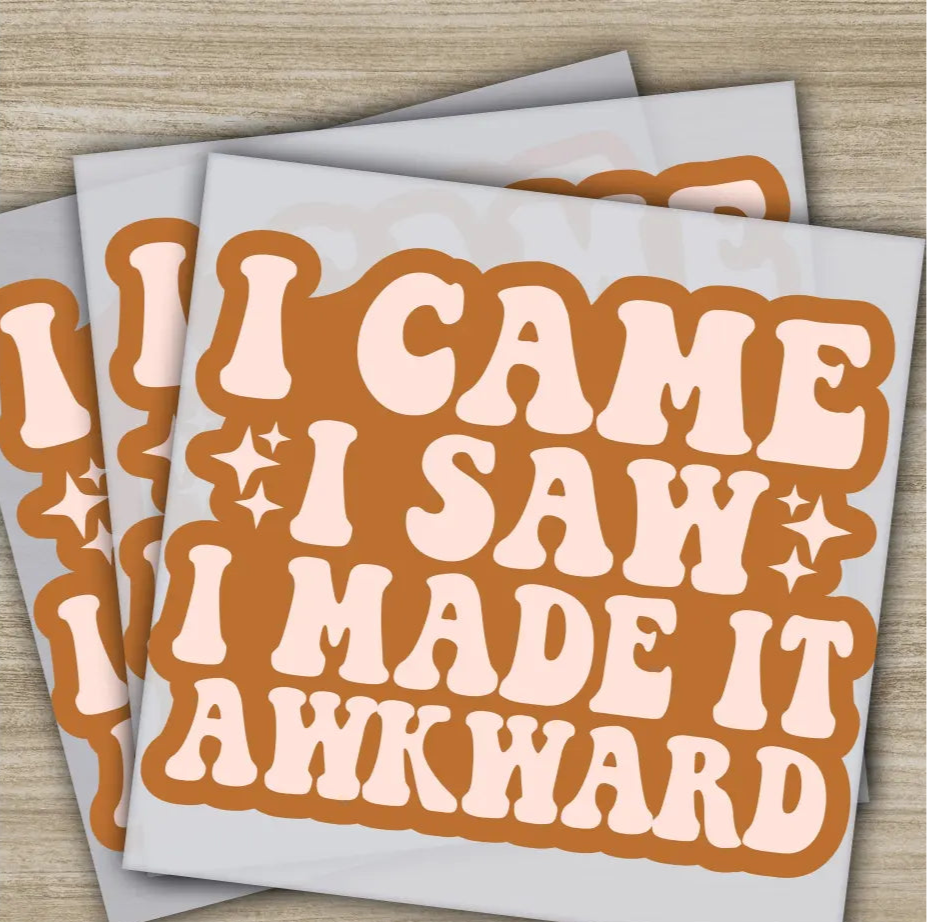 I Came I Saw I Made It Awkward Sarcastic Transfers Ready to Press Personalized DTF Transfers Sarcastic Gifts Heat Press
