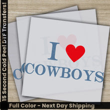 Load image into Gallery viewer, I Love Cowboy Valentine’s Day Transfer Ready to Press Personalized DTF Transfers Valentines Gift High Quality Heat
