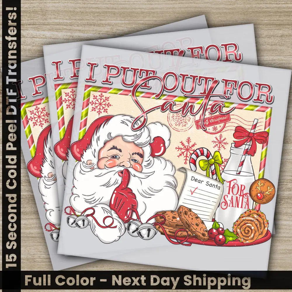 I Put Out For Santa Christmas DTF Transfers Ready to Press Personalized Gifts Direct to Film Sublimation Screen Prints