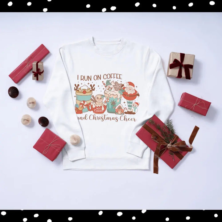 I Run On Coffee And Christmas Cheer DTF Transfers Ready to Press Direct to Film Sublimation Screen Prints Personalized