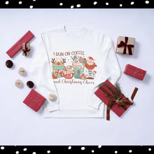 Load image into Gallery viewer, I Run On Coffee And Christmas Cheer DTF Transfers Ready to Press Direct to Film Sublimation Screen Prints Personalized
