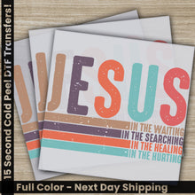 Load image into Gallery viewer, two cards with the words jesus in different colors
