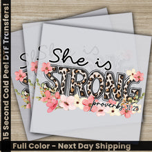 Load image into Gallery viewer, two greeting cards with the words she&#39;s strong printed on them
