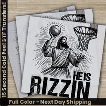 Load image into Gallery viewer, a drawing of jesus holding a basketball in his hand
