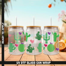 Load image into Gallery viewer, a set of three tumblers with cactus designs on them
