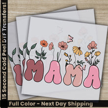 Load image into Gallery viewer, two greeting cards with flowers and the word mama printed on them
