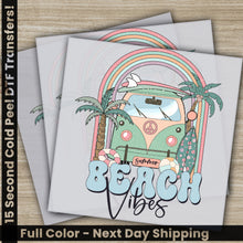 Load image into Gallery viewer, a set of three greeting cards featuring a vw bus and palm trees
