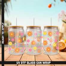 Load image into Gallery viewer, a set of three glasses with oranges and flowers on them
