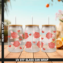 Load image into Gallery viewer, a set of three glasses with hearts and roses on them
