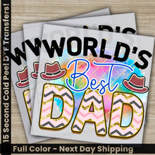 Load image into Gallery viewer, a pair of father&#39;s day cards with the words world&#39;s best dad
