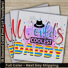 Load image into Gallery viewer, two greeting cards with the words world&#39;s coolest daddy
