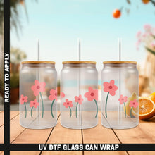 Load image into Gallery viewer, three glasses with pink flowers on them sitting on a table
