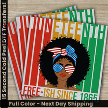 Load image into Gallery viewer, a poster of a woman with sunglasses and an american flag on her head
