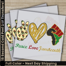 Load image into Gallery viewer, a pair of greeting cards featuring peace, love, and hand prints
