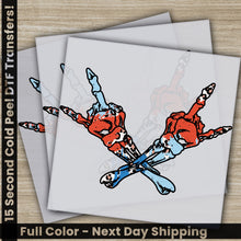 Load image into Gallery viewer, a picture of a pair of skis on a piece of paper
