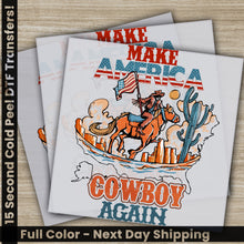 Load image into Gallery viewer, a pair of posters with a cowboy riding a horse
