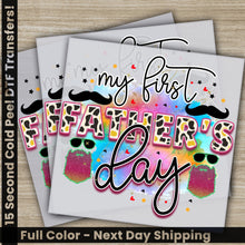 Load image into Gallery viewer, two greeting cards with the words my first father&#39;s day
