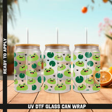 Load image into Gallery viewer, a set of three green frog glasses with orange slices
