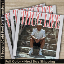 Load image into Gallery viewer, a magazine cover with a man sitting on the steps
