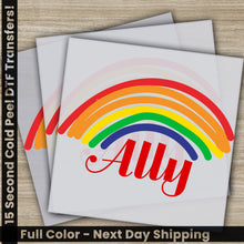 Load image into Gallery viewer, a picture of a rainbow with the word ally on it
