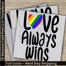 Load image into Gallery viewer, a pair of stickers that say i love always wins
