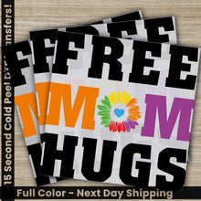 Load image into Gallery viewer, three stickers with the words free mom hugs on them
