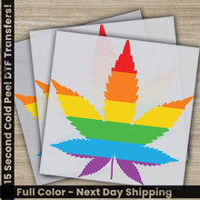 Load image into Gallery viewer, a picture of a marijuana leaf with the colors of the rainbow
