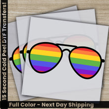 Load image into Gallery viewer, a pair of sunglasses with the colors of the rainbow on them
