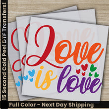 Load image into Gallery viewer, two cards with the words love is love on them
