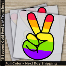 Load image into Gallery viewer, a rainbow peace sign with the word peace painted on it
