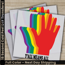 Load image into Gallery viewer, a picture of a pair of rainbow colored hand prints
