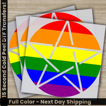 Load image into Gallery viewer, a rainbow sticker on a wooden table
