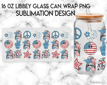 Load image into Gallery viewer, a glass jar with an american flag design on it
