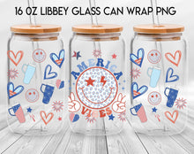 Load image into Gallery viewer, three glass mason jars with patriotic designs on them
