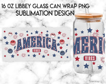 Load image into Gallery viewer, a glass jar with an american flag design on it
