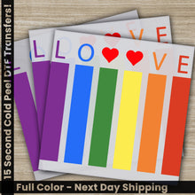 Load image into Gallery viewer, a set of four cards with the words love and hearts on them
