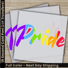 Load image into Gallery viewer, a pile of papers with the word pride painted on them
